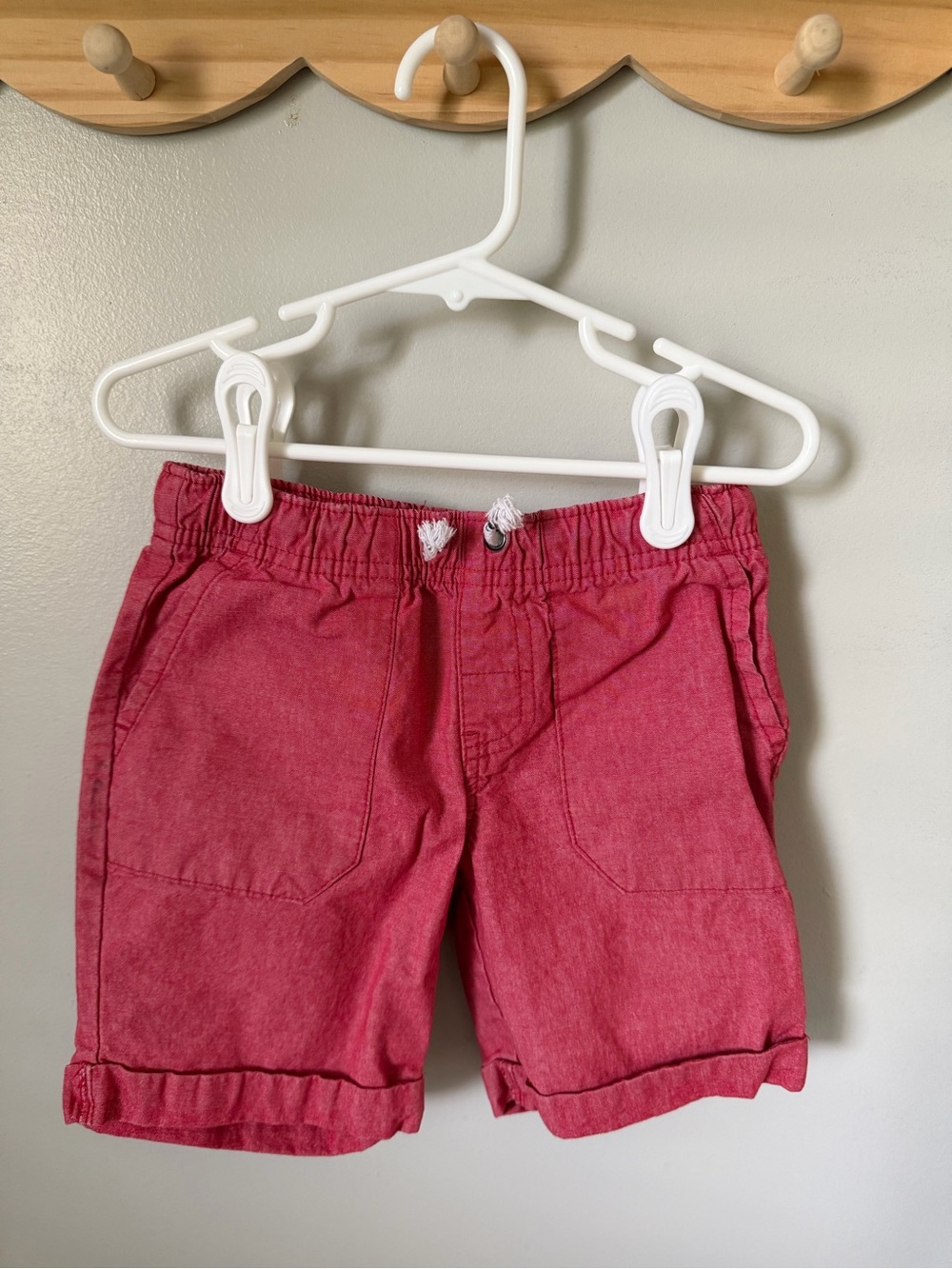 Cat & Jack 5T Shorts Red 100% Cotton Drawstring Elastic Waist Pockets